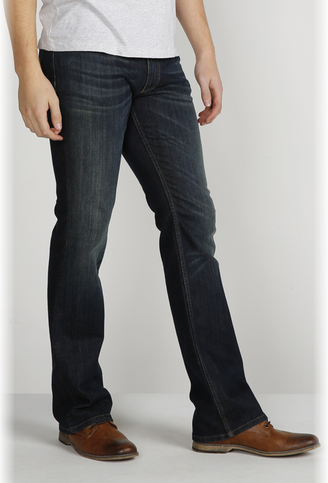 LC134 Jeans foncé avec une teinte de camel Bootcut Denim Man