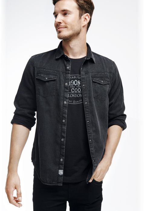 Chemise Draxer Chemise en Jeans Noir Chemises Tops Man Lee Cooper